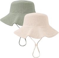 Chapeau de soleil en mousseline pour bébé UPF 50+ respirant coupe-vent en coton avec large bord pour l'extérieur, la plage, l'été, unisexe