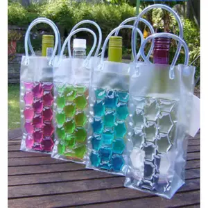 PVC Carry Handle Wine Cooler Plastic Promotional Beer Bottle Bags