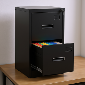 ตู้เก็บเอกสารโลหะสีดำ 2 ลิ้นชัก แนวตั้ง ขนาด A4/Legal/Letter พร้อมกุญแจล็อค ทันสมัย สำหรับจัดเก็บเอกสารในสำนักงาน ต้องประกอบเอง - Product Image 2