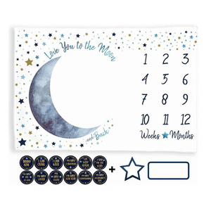 Manta personalizada para regalo infantil, niño, niña, Luna y estrellas, imagen mensual, hito para bebé - Product Image 2