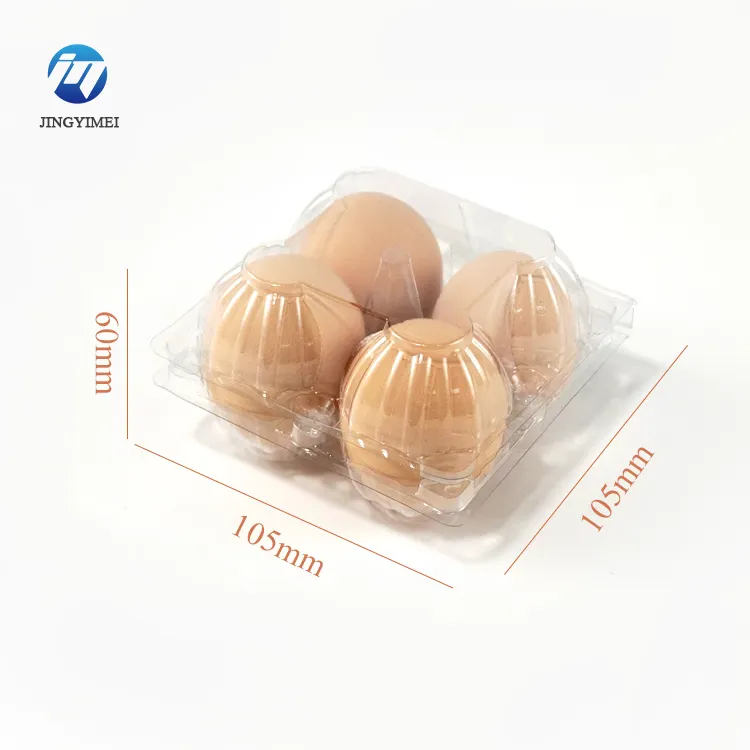 Venta directa de fábrica Cartones de huevos de plástico Cartones de plástico transparente para 4 agujeros Bandeja de huevos Desechable PET PVC