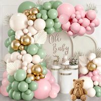 Kit de guirlande de ballons vert sauge et bleu poussière, arche en latex crème rétro, décoration de fond pour fête prénatale unisexe et anniversaire