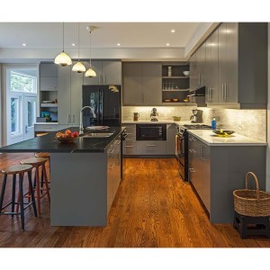 American Style Modern Luxury gray glossy cabinets Modular Kitchen Cabinets with european style cupboard