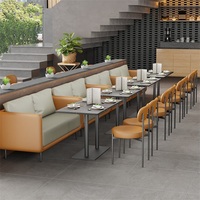 Mobilier de restaurant Booth Seating Sofa Cafe Table et chaises Set Table en bois moderne en bois massif Abri en bois Dining Booth