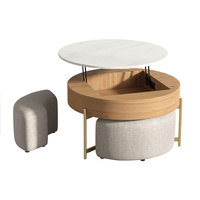 Offre Spéciale Ronde En Marbre Top Lift Table Basse Tables Gigognes Avec Pouf De Rangement