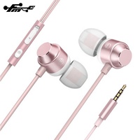 Gamming earphone & headphone musik berkabel, 3.5mm 1M logam dalam telinga + TPE tanpa lampu 3mw kabel FMC kompatibel ponsel