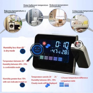 Reloj Despertador Digital LED <span class=keywords><strong>con</strong></span> <span class=keywords><strong>Proyector</strong></span> USB, Función de Repetición, Estación Meteorológica, Termómetro, Hora, Calendario y Fecha - Product Image 2