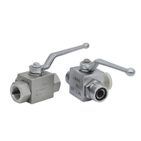 Vanne à boisseau sphérique manuelle en acier au carbone, série KHB, à deux positions et trois voies, à commande hydraulique haute pression pour l'huile, OEM
