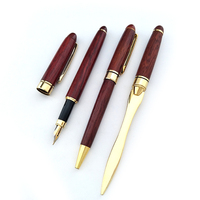 Ensemble 3 en 1 en bois de rose, accessoire de bureau, cadeau en bois, personnalisé, étui en bois de rose, ouvre-lettres, bille, stylo à bille, pièces