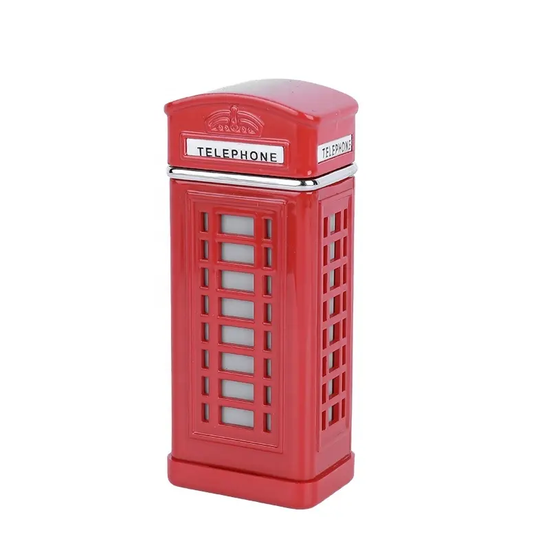 OEM Londres forma de cabina de teléfono mini Cenicero antiguo Cenicero de bolsillo Vintage colgante de pared clásico Metal teléfono modelo caja de teléfono