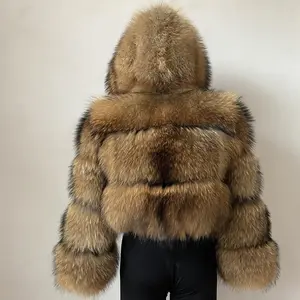 2022hot Selling Fur Coat Women Luxury Real Raccoon Fur Coat Warm Thick Natural Long Sleeve Fur Jacket