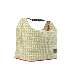 Fondofold Fashionable Natural Straw Material Cooler Bags Soft Insulated Tote Box Eco-friendly Thermal Lunch Bag For Women Picnic