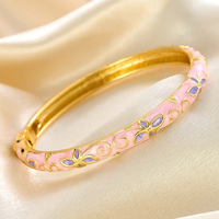 Gelang Rantai Lapis Emas Paduan Logam Tetesan Minyak Warna-warni Segar dan Manis untuk Wanita Gaya Istana Retro