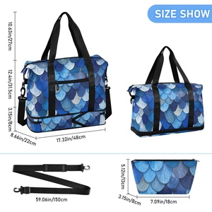 Sac de voyage et de sport pour adulte, grande capacité, couleur bleue, avec logo personnalisé, étanche, séparation humide/sec - Product Image 3