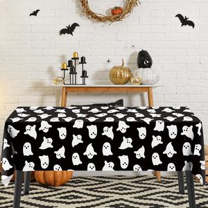 Halloween Ghost <b>Tablecloth</b> 137x274 <b>Rectangle</b> Black White Cartoon Reusable Indoor Decoration - Product Image 3
