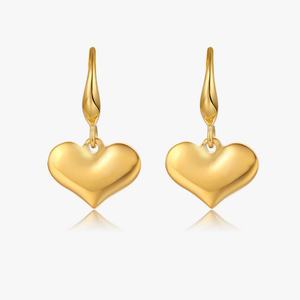 18K Gold Plated Heart Stainless Steel Fashion Jewelry <b>for</b> <b>Women</b> Couples Weddings Gifts Stud <b>Earrings</b> - Product Image 1