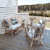 Ensemble de meubles de jardin en rotin de haute qualité : canapé de terrasse, chaise de jardin, table à thé tressée, fauteuil et chaise longue