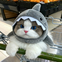 Chapeau de requin pour chat de compagnie, hiver, chaud, en peluche, polyester, taille réglable, chapeau de dessin animé mignon, accessoire pour cheveux