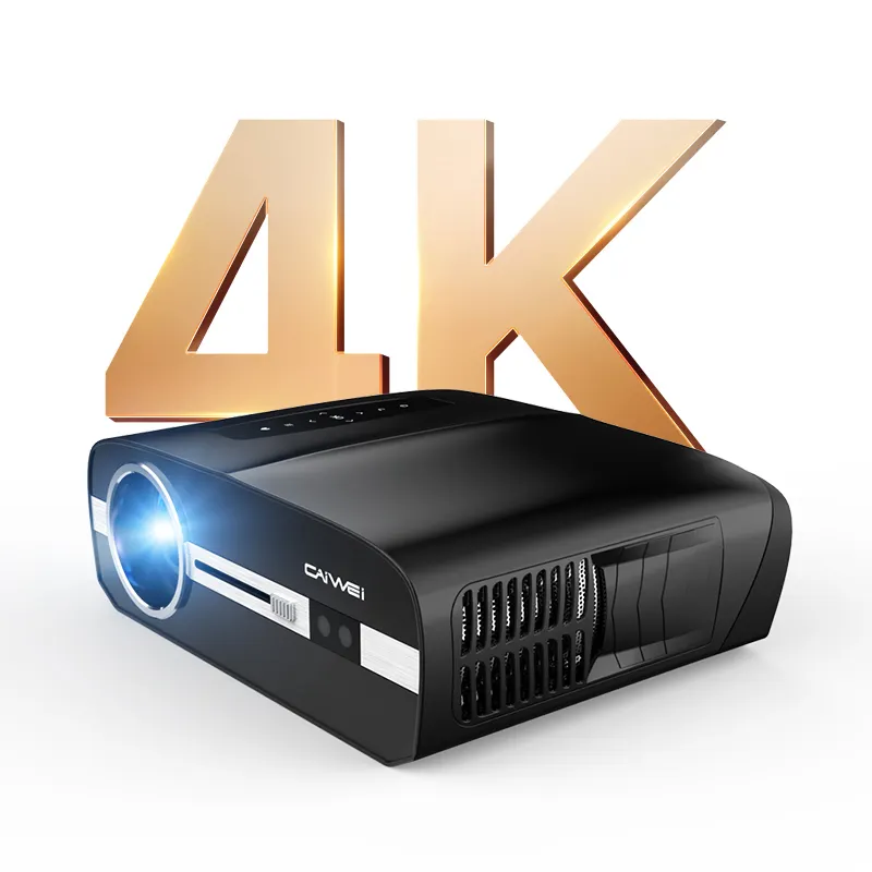 CAIWEI Novos projetores de cinema em casa 4K 1080p LED para escritório/KTV/edifício/reunião/ginásio/esportes/clube
