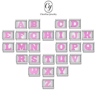 Accessoires de bracelet modulaires DIY en acier inoxydable de style européen et américain, avec 26 lettres colorées effet goutte et breloques italiennes