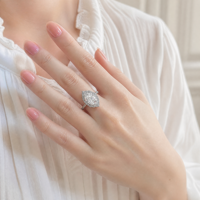 Bague de fiançailles ovale de luxe en moissanite simulée couleur D 3 carats, plaquée rhodium, en argent S925, sertie à griffes 8x12mm