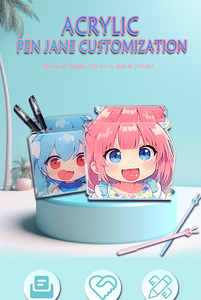 Custom <b>Anime</b> Acrylic Pen Holder OEM ODM Printed Figure Acrylic Organizer For Fan Collection Souvenir - Product Image 3