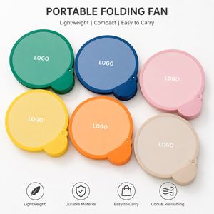 Éventail rond pliable personnalisé avec logo et motif imprimé pour cadeaux de mariage, décorations et cadeaux promotionnels en gros - Product Image 1