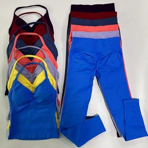 Conjunto de leggings para mujer, conjunto de yoga sin costuras, tops sin espalda, traje de cintura alta con efecto fruncido, <span class=keywords><strong>ropa</strong></span> de <span class=keywords><strong>fitness</strong></span>, <span class=keywords><strong>ropa</strong></span> <span class=keywords><strong>deportiva</strong></span> para gimnasio con efecto fruncido - Product Image 1