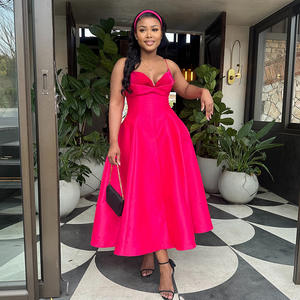 玫瑰红吊带休闲缎面防静电欧美女装时尚2025新款性感高腰a线中号 - Product Image 4