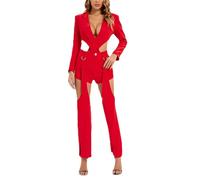 Costumes de bureau pour femmes de haute qualité, vente directe d'usine, vestes et pantalons au-dessus du genou, ensembles à 2 pièces avec boutons