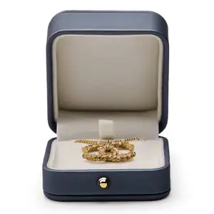 Premium Leather Necklace Pendant Box Velvet Interior Jewelry Gift Box Long Chain Necklace Display Storage Case