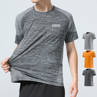 T-shirt de sport pour homme en tricot sans couture, séchage rapide, respirant, manches courtes, col rond, pour la course à pied et l'entraînement