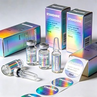 Kişiselleştirilmiş Holografik Yağ Geçirmez Dayanıklı Vinil Yapışkanlı Etiket Çevre Dostu Laboratuvar Şişe Etiketleri 3ml/5ml/7ml/10ml Cam