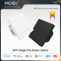 WiFi Zigbee Smart Home EU Saklar Tombol Tekan 86 Tanpa Netral Satu Kabel Live, Timer Terkendali Aplikasi 10A 240V Tidak Memerlukan Kapasitor