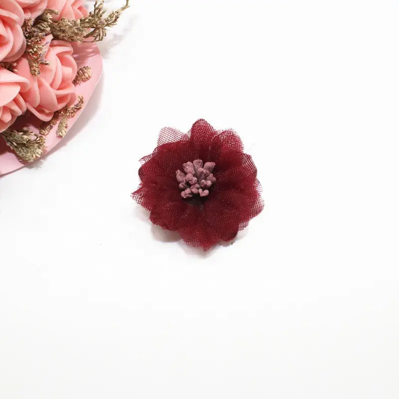 Handmade colorful Chiffon Flowers DIY Fabric chiffon Flower for hair accessories