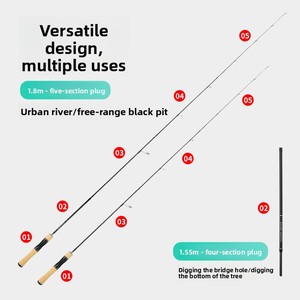 Caña <span class=keywords><strong>de</strong></span> Pescar Kemeilong Autumn Wood Multisección con Anillas Fuji, Secciones Variables, Lista para Viajar, Set <span class=keywords><strong>de</strong></span> Spinning - Product Image 3
