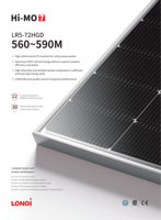 Panel Surya Bifacial Longi Hi-Mo 6 Explorer Lr5-72Htd 550-580W Efisiensi 22,5% Kaca Ganda Tersedia