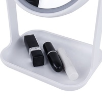 Miroir cosmétique rond de maquillage avec boîte de rangement Miroir de courtoisie avec gradateur tactile Led pour maquillage Miroir de maquillage LED de bureau
