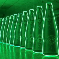 Bouteilles à boire rectangulaires en verre de style laboratoire de 250ml-330ml Couvercles en aluminium Flacons décoratifs publicitaires uniques LED Direction néon