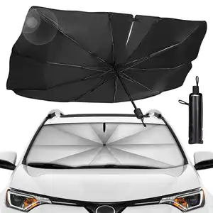 Custom Logo Print 170T Titanium Silver Car Windshield Umbrella 190T UV Protection Heat Insulation Sun Shade Sunshades Front