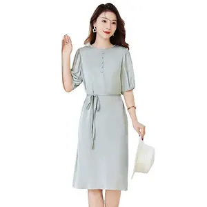 Elegant White Dress 2024summer 100%silk Embroidery Women Long Dress