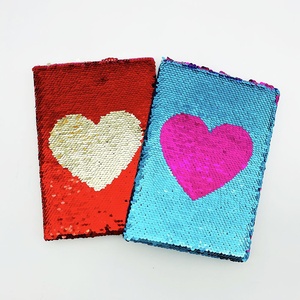 Cuadernos personalizados Diseño en forma de corazón Reversible Lentejuelas Diario Cuaderno para niños - Product Image 1