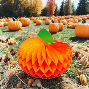 Decoración de pared de calabaza de papel de seda de 10 cm para fiestas de Halloween, suministros de manualidades - Product Image 2