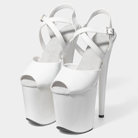 Chaussures de pole dance sexy à bout ouvert pour l'été, plateforme de boîte de nuit, talons aiguilles de strip-tease 20 cm/8 pouces