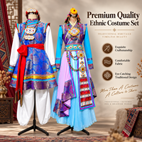 Costume de scène ethnique professionnel pour femmes et hommes, tenue de spectacle folklorique traditionnelle avec accessoires brodés en 3D