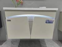 Meuble-lavabo mural moderne en alliage d'aluminium WJL avec double miroir et éclairage intégré pour salle de bain
