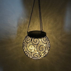 Không thấm nước ngoài trời Vườn Patio truy cập năng lượng mặt trời kim loại treo đèn lồng ánh sáng với 15 mát trắng <span class=keywords><strong>LED</strong></span> đom đóm chuỗi đèn - Product Image 2