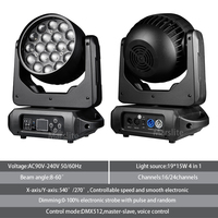 6 pièces 448 $ 19x15W Zoom Wash Moving Head, Lumières LED DJ pour scène de club, Projecteur LED Wash Disco