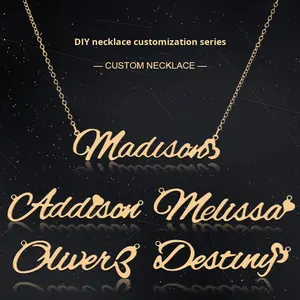 قلادة مخصصة مطلية بالذهب عيار 18 قيراط من الفولاذ المقاوم للصدأ، قلادة اسم شخصية للنساء - Product Image 1