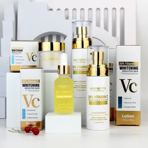 Orgânico VC 20% Vitamin C Facial Skin Care Conjuntos de marca própria vitamina C Essência loção loção loção soro clareador e toner